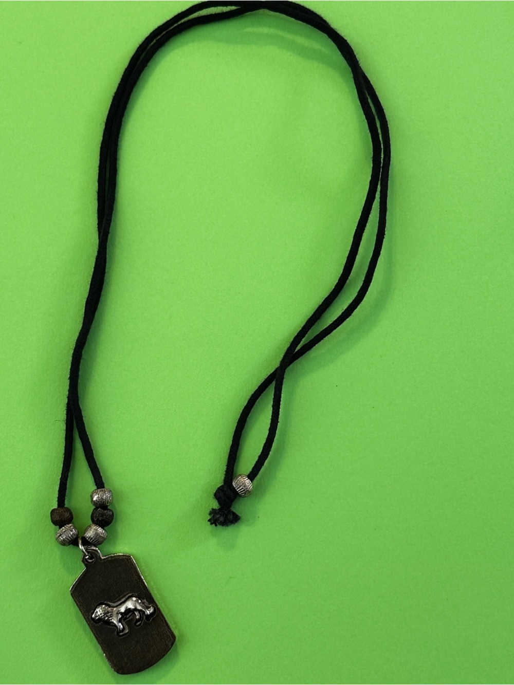Dog Tag Pendant Necklace on Black Cord